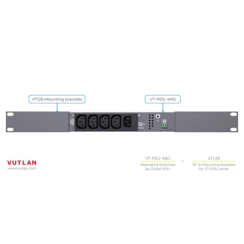 VT128 Монтажные кронштейны 19 дюймов, 1HU - фото 3